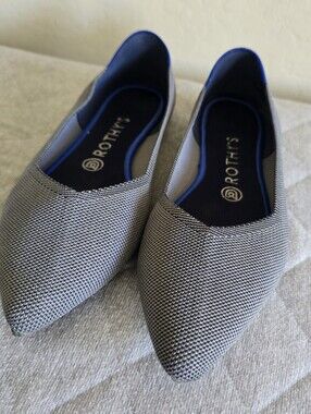 Rothy's The Point Cloud Grey Birdseye Flats Shoes Size 9.5